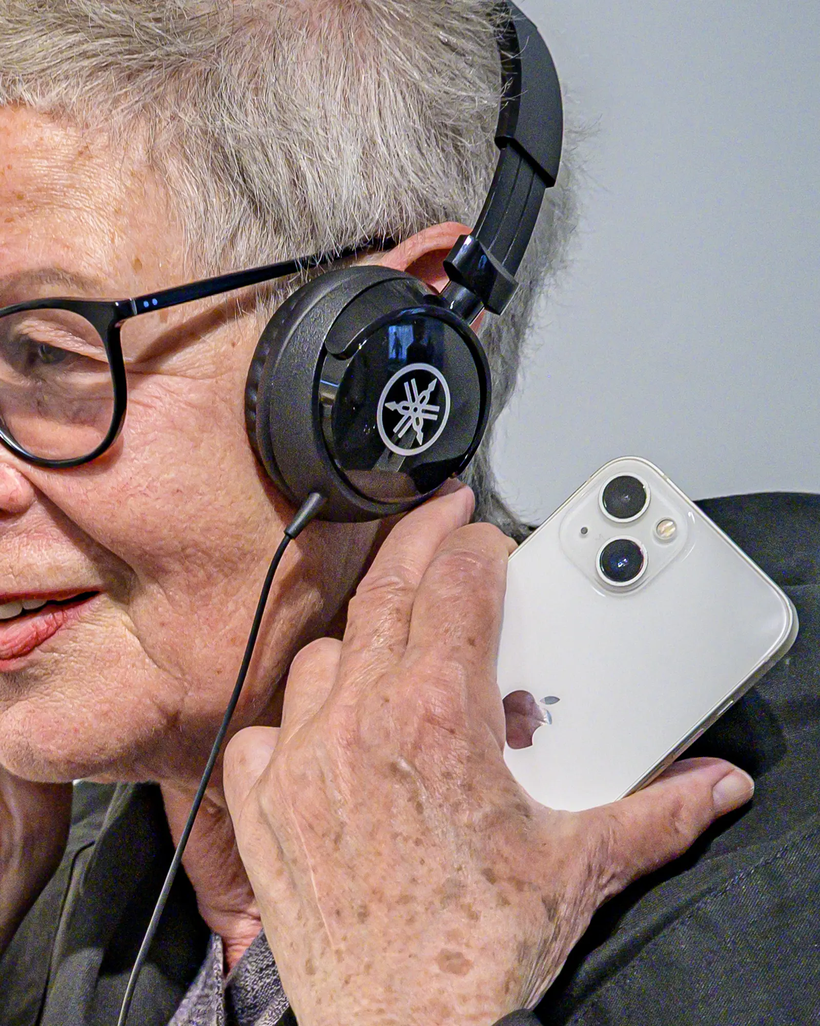 Close-up of headphones in the Symbiotic Wood installation