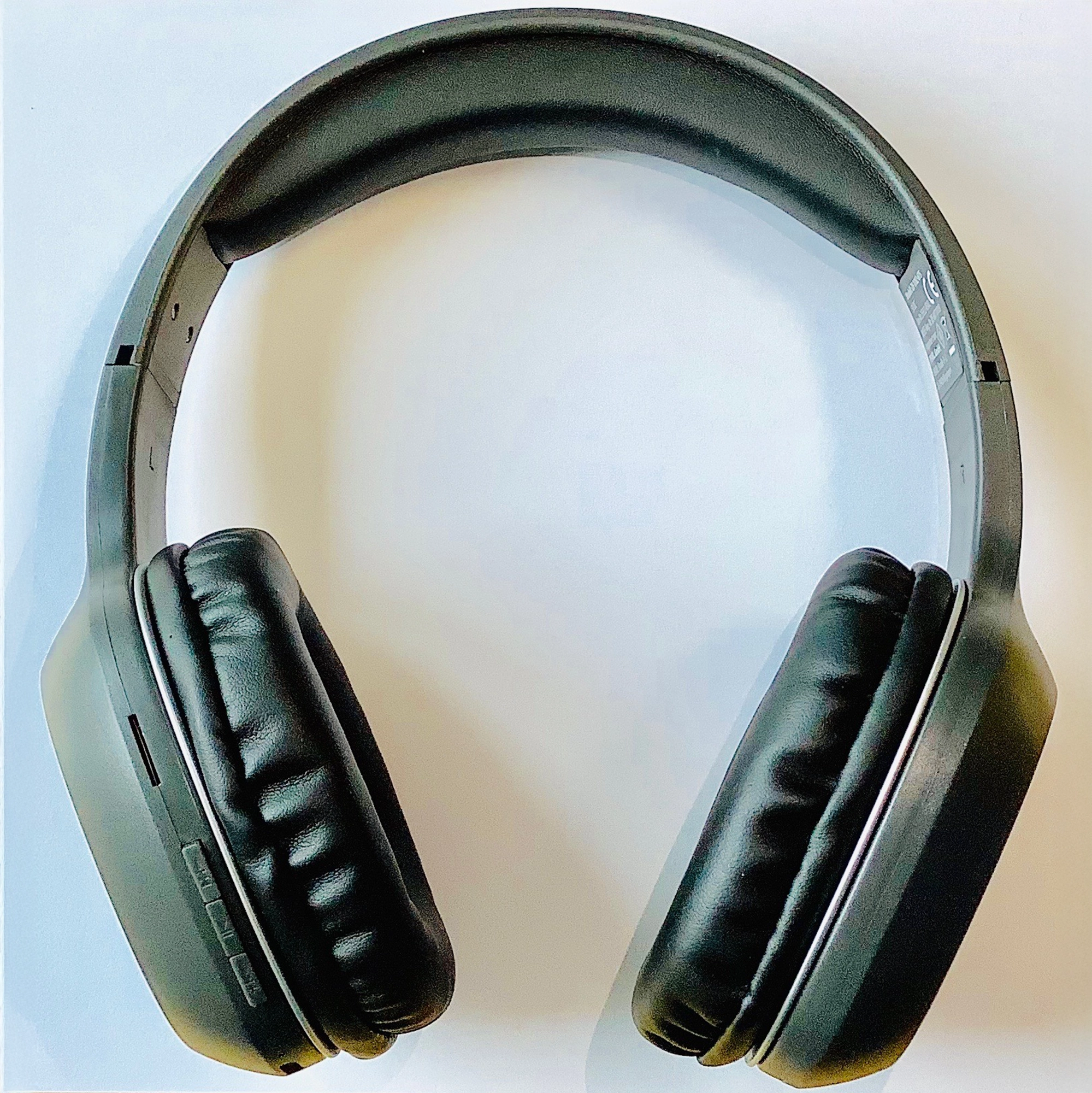Wireless headphones with a numbered audio track.